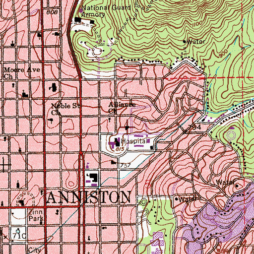Topographic Map of Legrand Avenue Church of Christ, AL