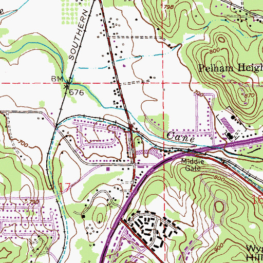 Topographic Map of Lenlock, AL