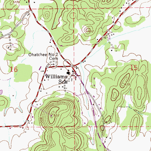 Topographic Map of Mink (historical), AL