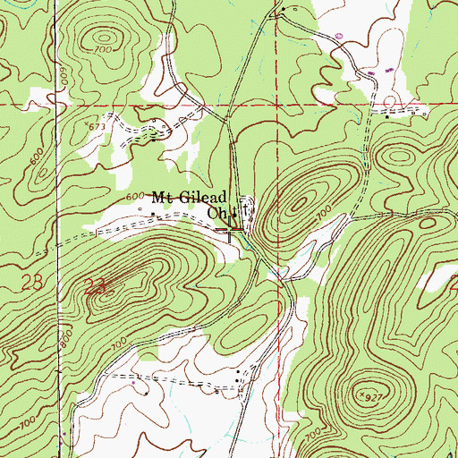 Topographic Map of Mount Gilead (historical), AL