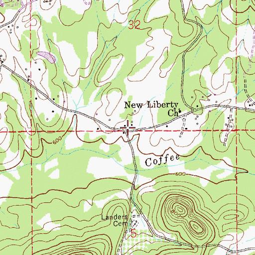 Topographic Map of New Liberty, AL