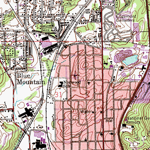 Topographic Map of Norwood Baptist Church, AL