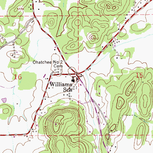 Topographic Map of Ohatchee Church, AL