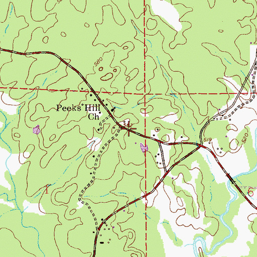 Topographic Map of Peeks Hill (historical), AL