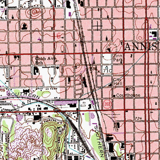 Topographic Map of Pine Avenue Public School (historical), AL
