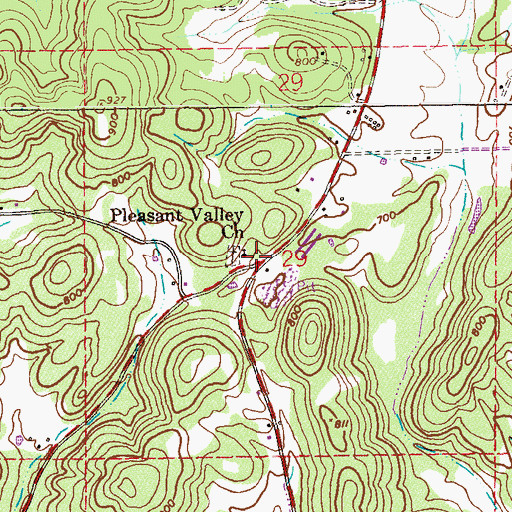 Topographic Map of Pleasant Valley (historical), AL