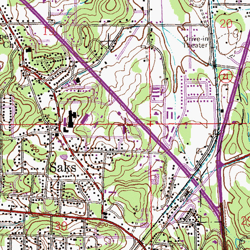 Topographic Map of Saks Elementary School, AL