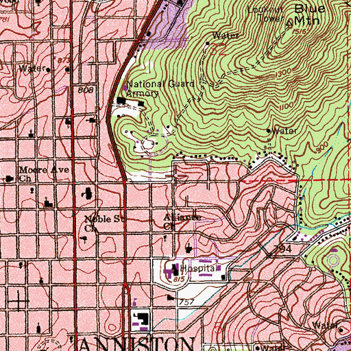 Topographic Map of Twentysecond Street Baptist Church, AL