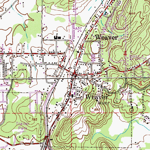 Topographic Map of Weaver First United Methodist Church, AL