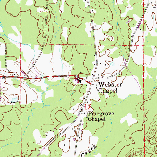 Topographic Map of Websters Chapel Junior High School, AL
