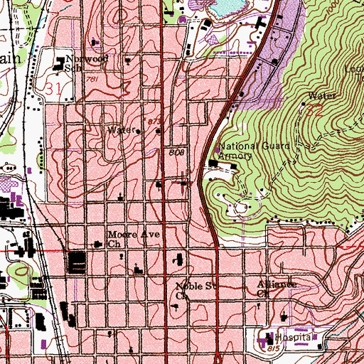 Topographic Map of Wilmer Avenue Baptist Church, AL