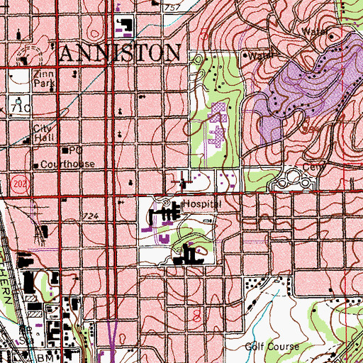 Topographic Map of Woodstock Avenue School, AL