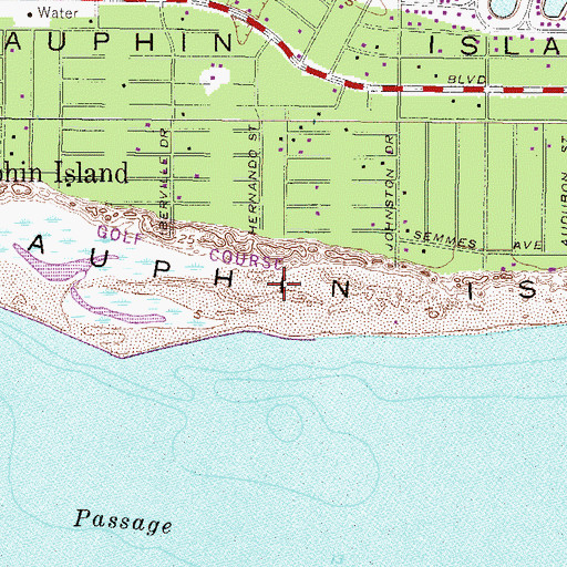 Topographic Map of Isle Dauphin Country Club, AL