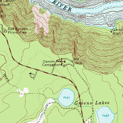 Topographic Map of Canyon Rim Campground, UT