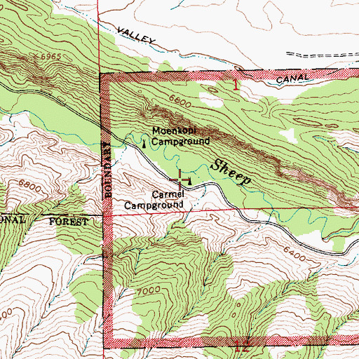 Topographic Map of Carmel Campground, UT