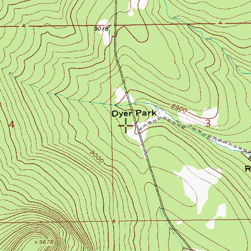 Topographic Map of Dyer Park, UT