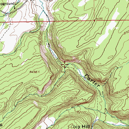 Topographic Map of Middle Fork Carter Creek, UT