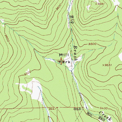 Topographic Map of Mill Park, UT