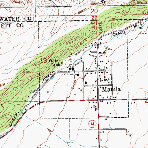 Topographic Map of Manila Elementary School, UT