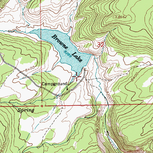 Topographic Map of Brown Lake Campground, UT