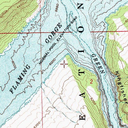 Topographic Map of Kingfisher Island Campground, UT
