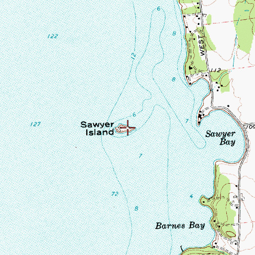 Topographic Map of Sawyer Island, VT