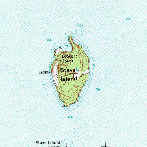 Topographic Map of Stave Island, VT