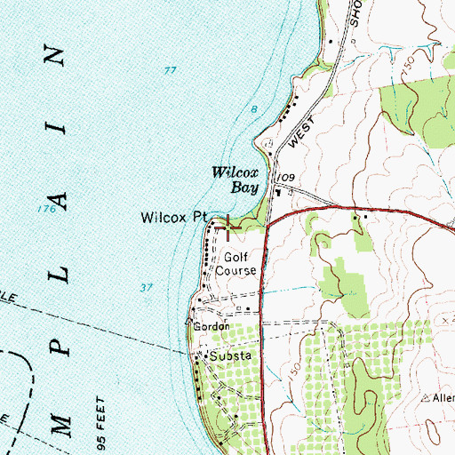 Topographic Map of Wilcox Point, VT