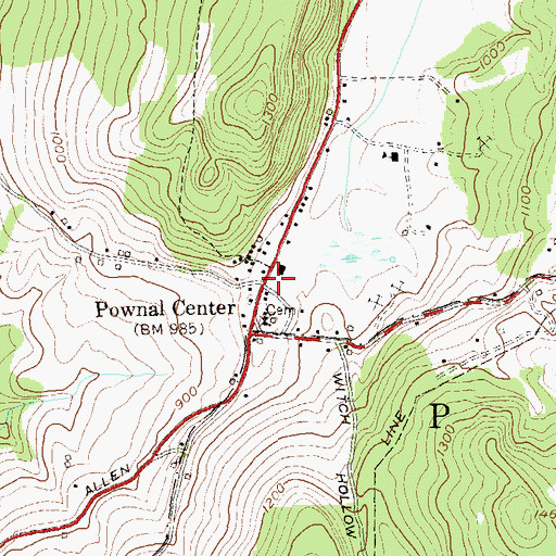 Topographic Map of Pownal Center, VT