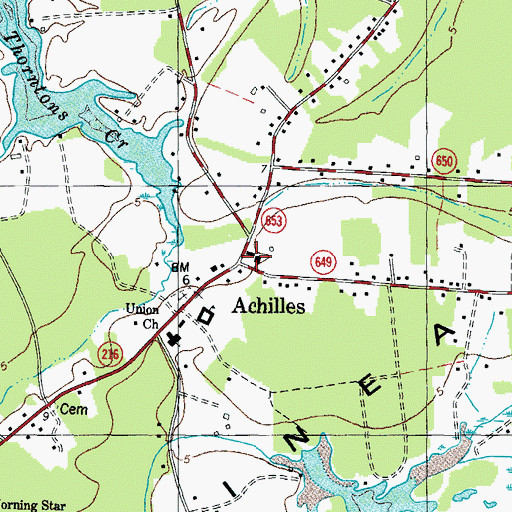 Topographic Map of Achilles, VA