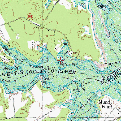 Topographic Map of Allen Point, VA