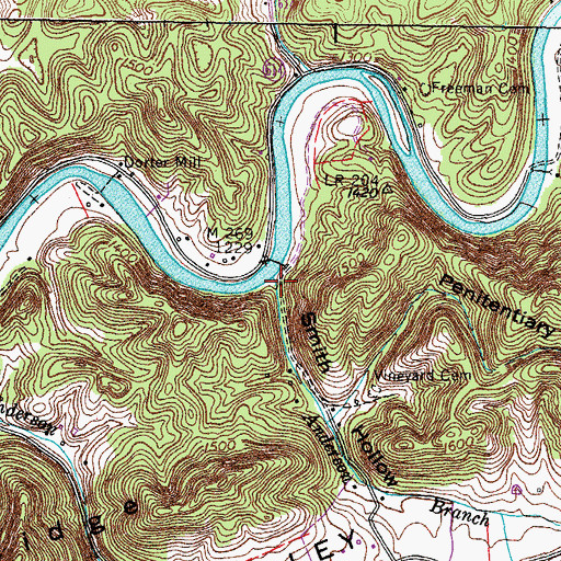 Topographic Map of Anderson Branch, VA