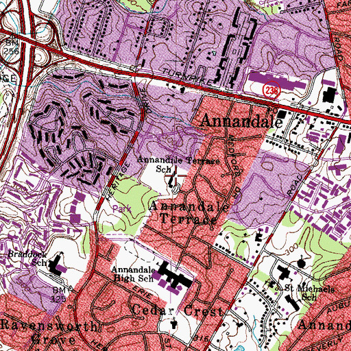 Topographic Map of Annandale Terrace Elementary School, VA