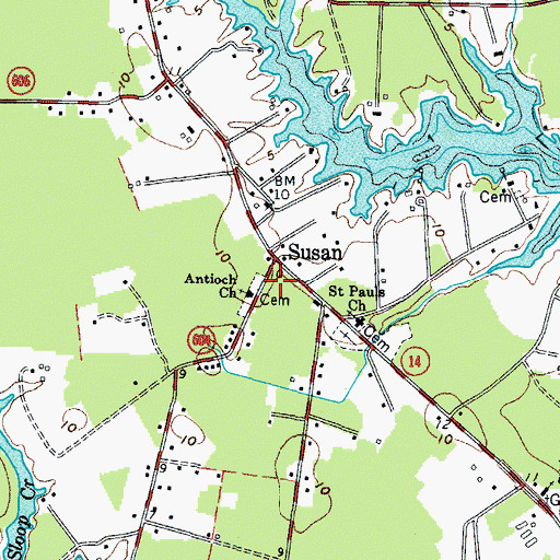 Topographic Map of Antioch Church, VA