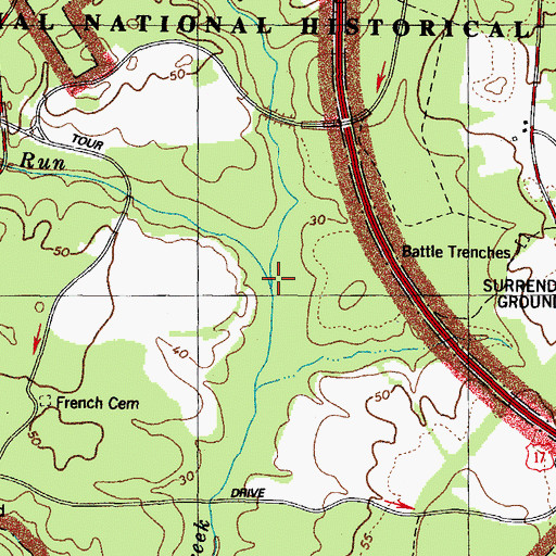 Topographic Map of Baptist Run, VA