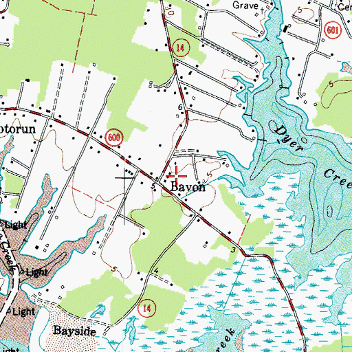 Topographic Map of Bavon, VA