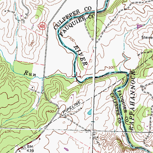 Topographic Map of Beaverdam Run, VA