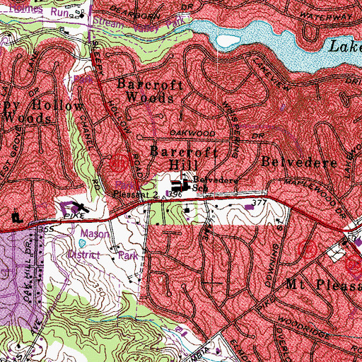 Topographic Map of Belvedere Elementary School, VA