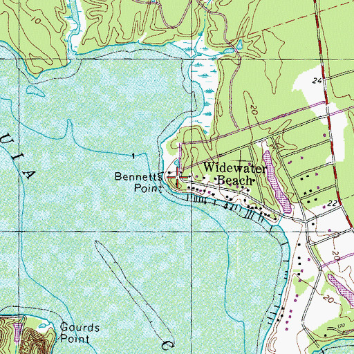 Topographic Map of Bennetts Point, VA