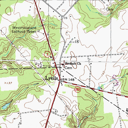 Topographic Map of Beulah Church, VA