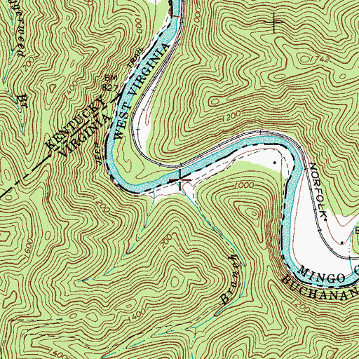 Topographic Map of Big Branch, VA