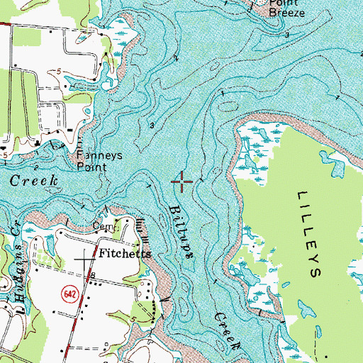 Topographic Map of Billups Creek, VA
