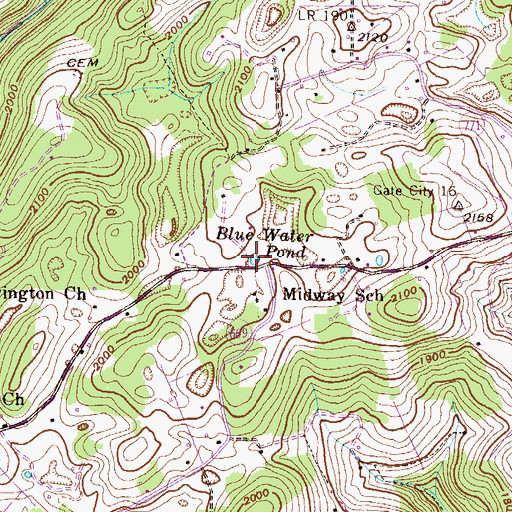 Topographic Map of Blue Water Pond, VA