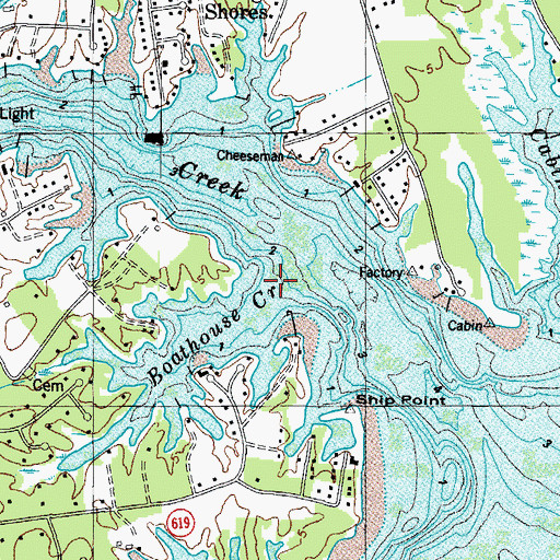Topographic Map of Boathouse Creek, VA