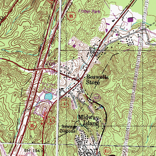 Topographic Map of Boswells Store, VA