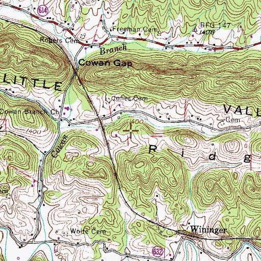Topographic Map of Brushy Ridge, VA