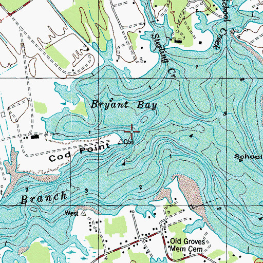 Topographic Map of Bryant Bay, VA