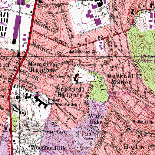 Topographic Map of Bucknell Elementary School, VA