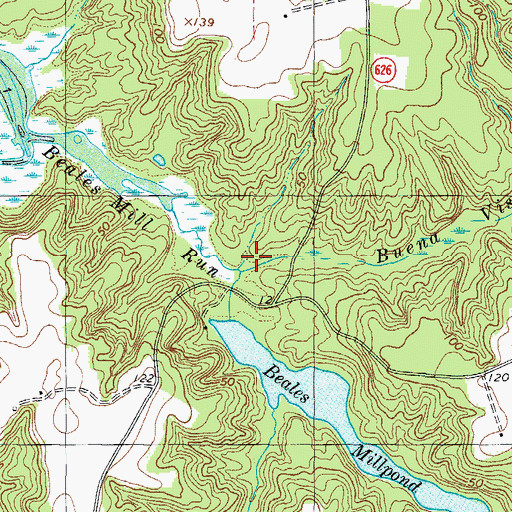 Topographic Map of Buena Vista Branch, VA