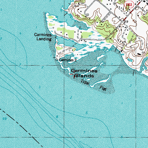 Topographic Map of Carmines Islands, VA